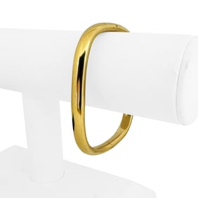 18k Yellow Gold Heavy Vintage Squared Bangle Bracelet Italy 7"