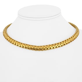 18k Yellow Gold Heavy Ladies Vintage Fancy Link Collar Necklace Italy 15"