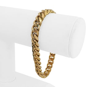 18k Yellow Gold Solid Heavy Cuban Curb Link Bracelet 7.5"