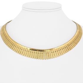 18k Yellow Gold Solid Heavy Vintage Cleopatra Link Necklace 17"