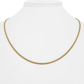 18k Yellow Gold Solid Thin Vintage Curb Link Chain Necklace 19"