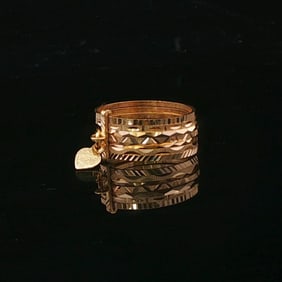 19k Yellow Gold Ladies Diamond Cut Seven Band Ring Size 6.5