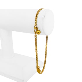 22k Yellow Gold Solid Diamond Cut Fancy Curb Link Anklet 10"