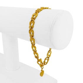 24k Pure Yellow Gold Solid Double Curb Link Bracelet 6.75"