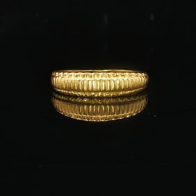 24k Pure Yellow Gold Solid Fancy Band Ring Size 5.25