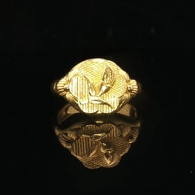 24k Pure Yellow Gold Solid Floral Wrap Ring Size 8