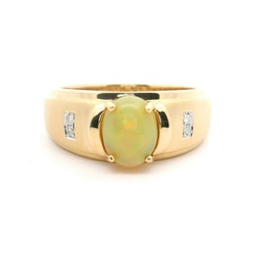 Cirari 14k Yellow Gold Opal and Diamonds Men's Ring Size 11