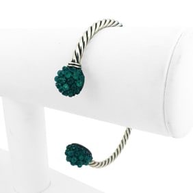 David Yurman Osetra Berries Sterling Silver Cable Cuff Bracelet 7"