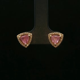 Effy 14k Yellow Gold Trillion Cut Morganite and Diamond Stud Earrings