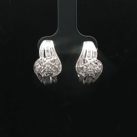 10k White Gold and 0.40cttw Diamond Ladies Huggie Earrings