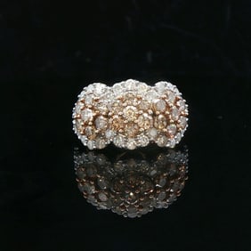 10k Yellow Gold 3cttw Chocolate and White Diamond Ring Size 7