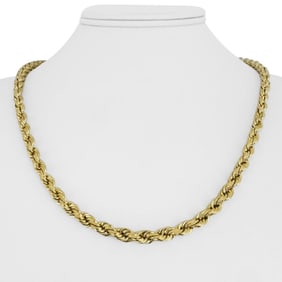 10k Yellow Gold Solid Diamond Cut Rope Chain Necklace 20"