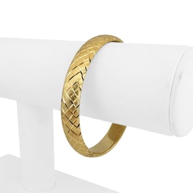 14k Yellow Gold Ladies Diamond Cut Bangle Bracelet 7"