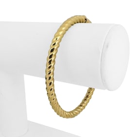 14k Yellow Gold Solid Spiral Twisted Bangle Bracelet Italy 7"