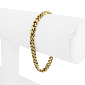 14k Yellow Gold Solid Ladies Cuban Link Bracelet Italy 6.5"