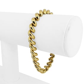 14k Yellow Gold Ladies Polished San Marco Link Bracelet Turkey 7"