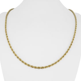 14k Yellow Gold Solid Diamond Cut Rope Chain Necklace 22"