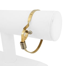 14k Yellow Gold Solid Flex Hook Bangle Bracelet 7"