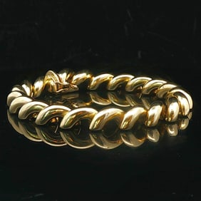 14k Yellow Gold Ladies Polished San Marco Link Bracelet Italy 7"