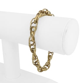 14k Yellow Gold Solid Ladies Fancy Twisted Link Bracelet 7.5"
