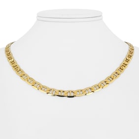 14k Yellow Gold Solid Heavy Gucci Link Chain Necklace Italy 18"