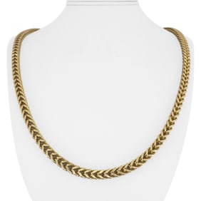 14k Yellow Gold Thick Squared Men's Franco Link Chain Necklace 24"
