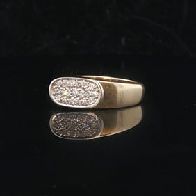 14k Yellow Gold and 0.50cttw Diamond Geometric Abstract Ring Size 6.5