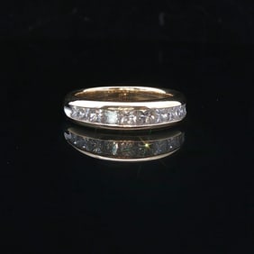 14k Yellow Gold and 1cttw Princess Cut Diamond Band Ring Size 5.75