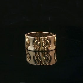 18k Tri Tone Gold Articulated Link Band Ring Italy Size 7.5