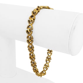 18k Yellow Gold Ladies Polished Fancy Link Bracelet Italy 8"