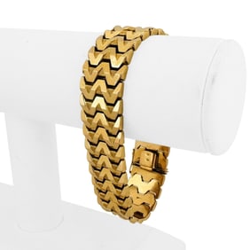 18k Yellow Gold Vintage Ladies Fancy Link Bracelet Italy 7.75"