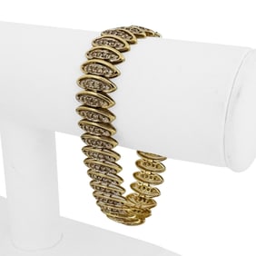 10k Yellow Gold and 3cttw Diamond Fancy Marquise Link Bracelet 7"