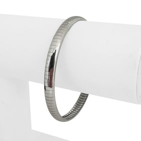 14k White Gold Solid Omega Link Bracelet Italy 7"