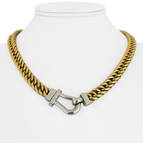 14k Yellow and White Gold Ladies Thick Curb Link Chain Necklace Italy 18"
