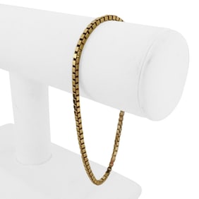 14k Yellow Gold Solid Men's Box Link Bracelet Italy 8.75"