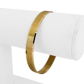 14k Yellow Gold Solid Satin Finish Flex Cuff Bracelet 7"