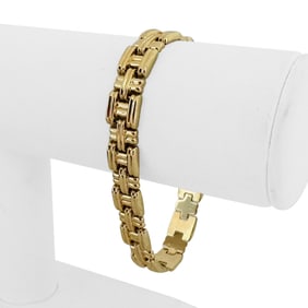 14k Yellow Gold Ladies Polished Woven Link Bracelet Turkey 7.25"