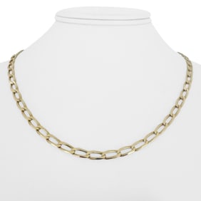 14k Yellow Gold Solid Vintage Curb Link Chain Necklace Italy 18"