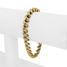 14k Yellow Gold Ladies Polished San Marco Link Bracelet 7"