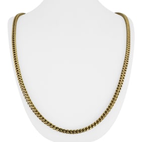 14k Yellow Gold Squared Franco Link Chain Necklace 26"