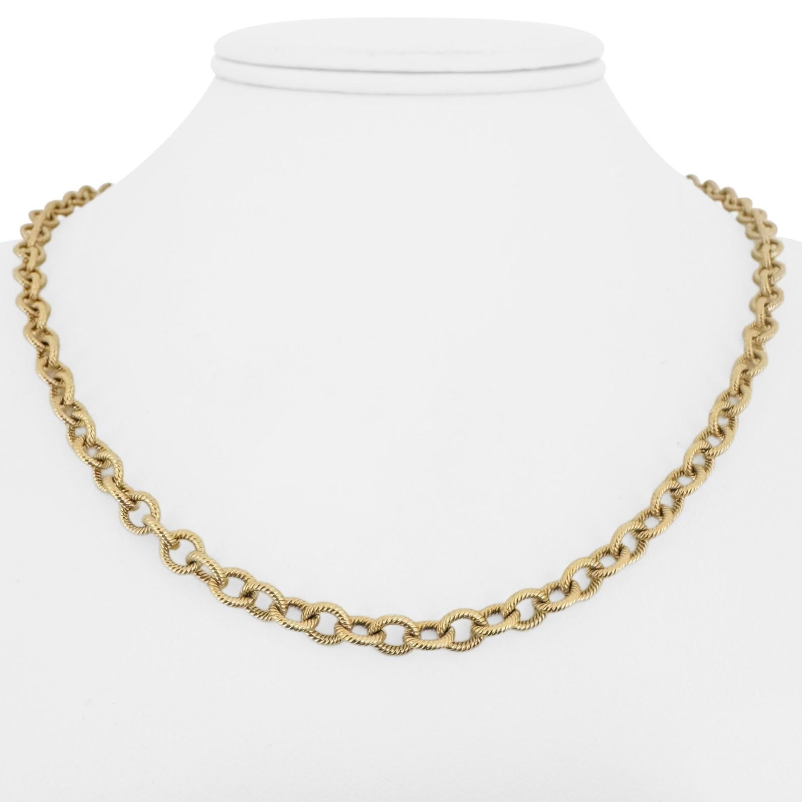 14k Yellow Gold Solid Heavy Vintage Ribbed Cable Link Necklace 18" (1 of 7)