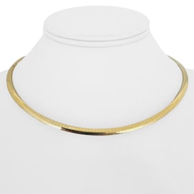 14k Yellow Gold Solid Vintage Omega Link Necklace Italy 16"