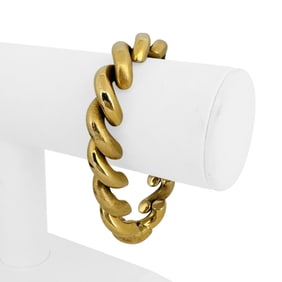 14k Yellow Gold Polished and Brushed San Marco Link Bracelet Italy 7"