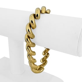 14k Yellow Gold Heavy Polished San Marco Link Bracelet Italy 8.25"