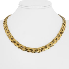 14k Yellow Gold Thick Ladies Flattened Cub Link Necklace Italy 18"
