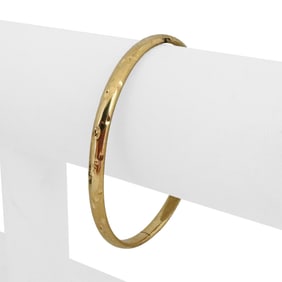 14k Yellow Gold Light Diamond Cut Bangle Bracelet 7"