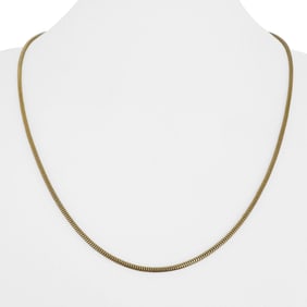 14k Yellow Gold Solid Thin Round Snake Link Necklace 20"