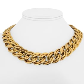 14k Yellow Gold UnoAErre Vintage Graduated Double Curb Necklace Italy 17"