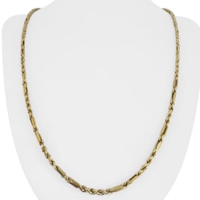 14k Yellow Gold Hollow Light Milano Rope Chain Necklace 24"