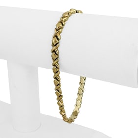 14k Yellow Gold Ladies Hugs and Kisses XO Link Bracelet 8"